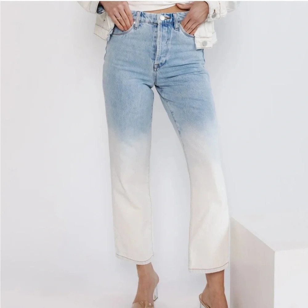 Blank NYC Baxter Toned Down Ombre Cropped Straight Leg Ribcage Jeans 27 NEW‎ NWT